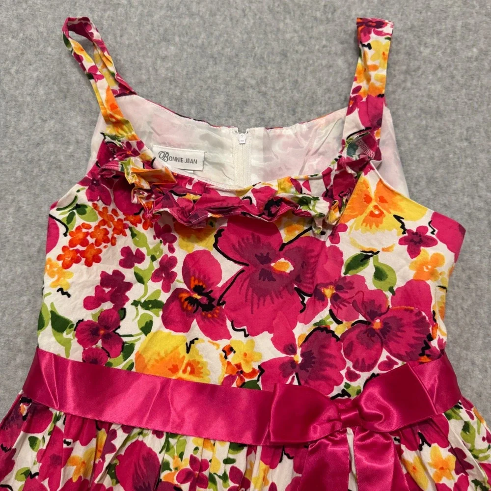 Bonnie Jean Girls Floral Pansy Print Sleeveless Party Dress Pink  Size 16.5